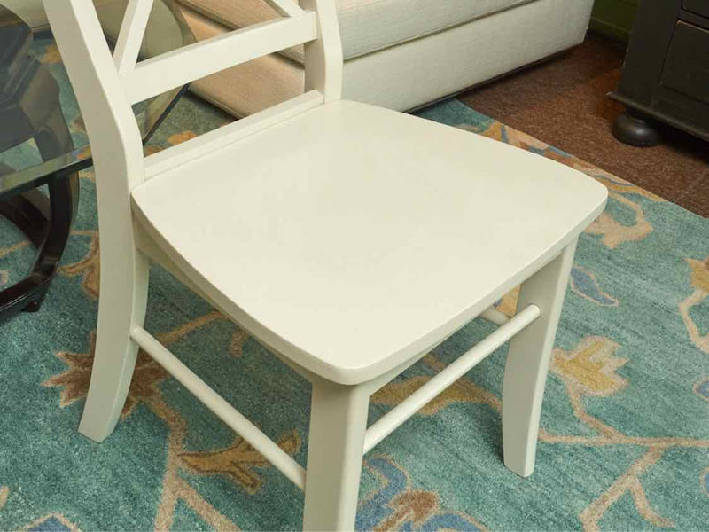 Set Of 6 Ivory White Finish Cross Back Dining Chairs