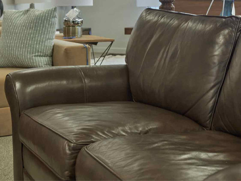 Ethan Allen Roll Arm Leather Loveseat