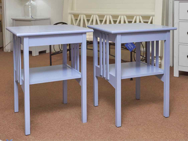 Pair Of Maine Cottage 'Periwinkle Blue' Finish Nightstand Table With Lower Shelf