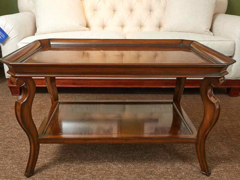 Maitland Smith Burl Wood Tray  Cocktail Table With Lower Shelf