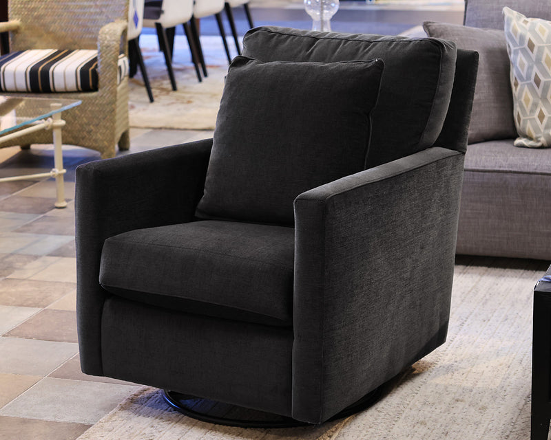 Bassett Swivel Glider in Black Chenille