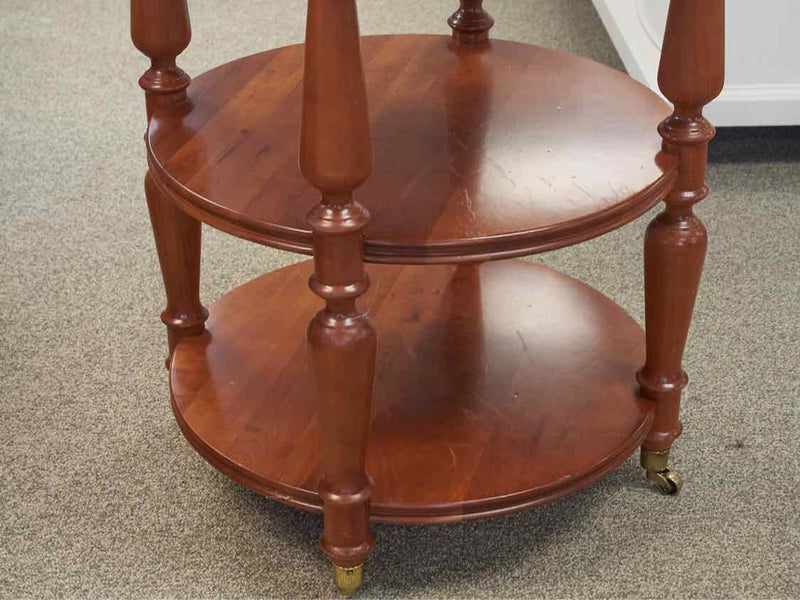 Harden Cherry Round Side Table with 2 Shelves