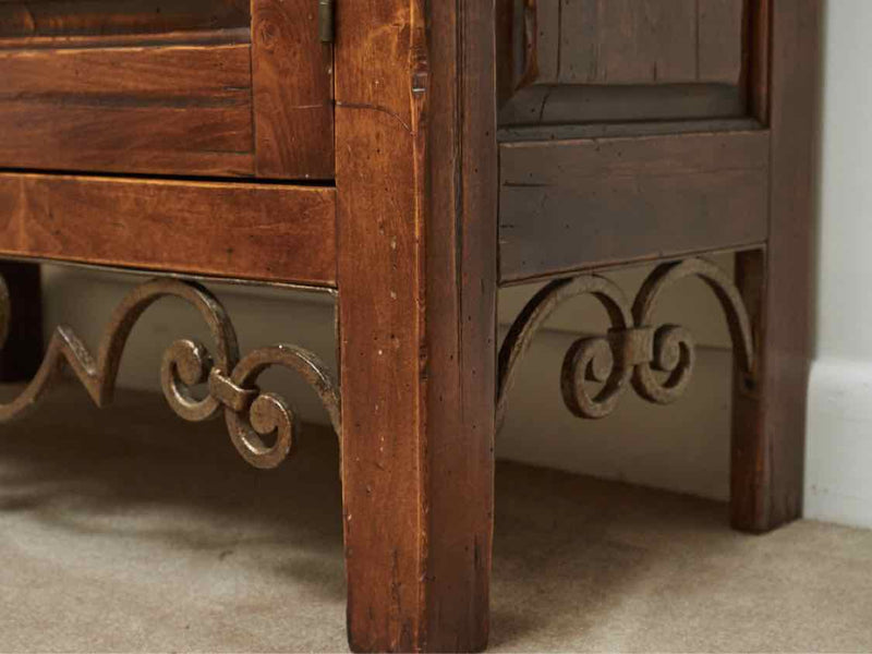 Rustic Walnut 2 Door Cabinet With Iron Accent