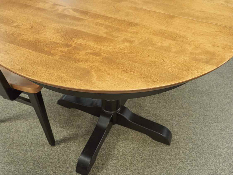 Black & Maple Round Dining Table With Set of Four Chairs