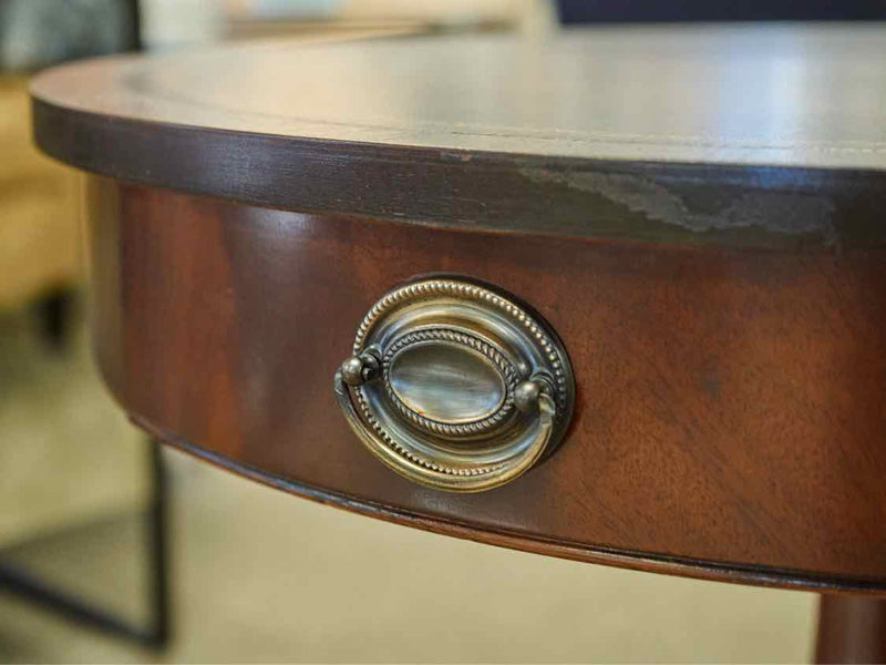 Pair of Solid Mahogany Leather Tooled Accent Tables