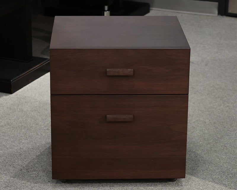 Dark Finish Wood Rolling File Cabinet