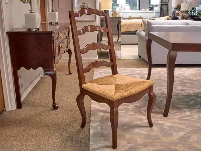 Set of 6 French Country Ladder Back Dining Chairs with Rush Seats