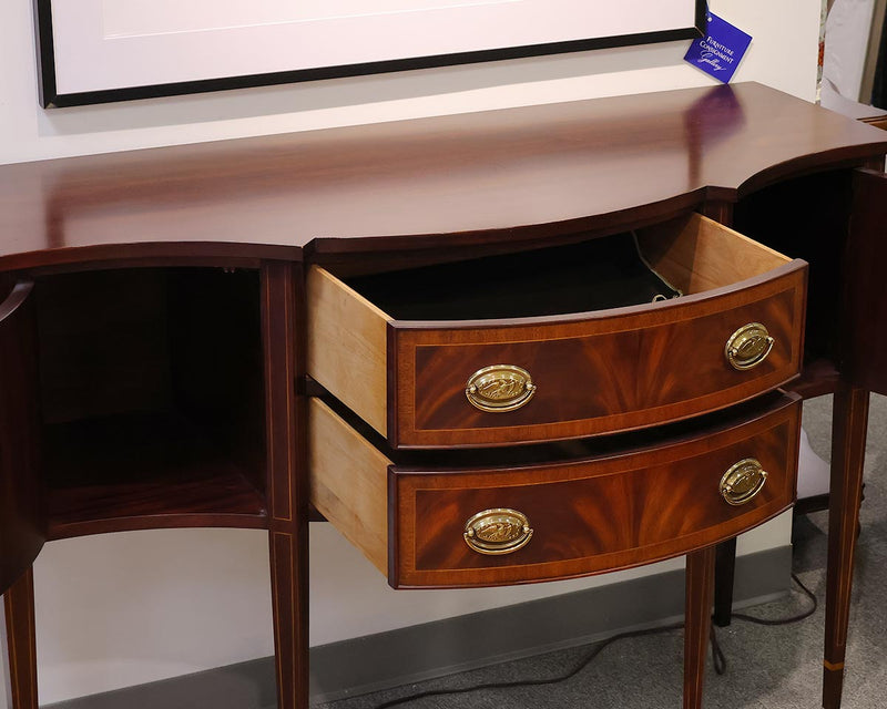 Henkel Harris 2-Drawer 2-Door Server with Crotch Mahogany Inlay and Brass Pulls