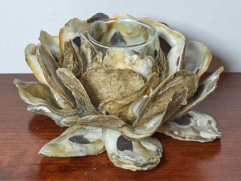 Oyster Shell Flower Votive Holder