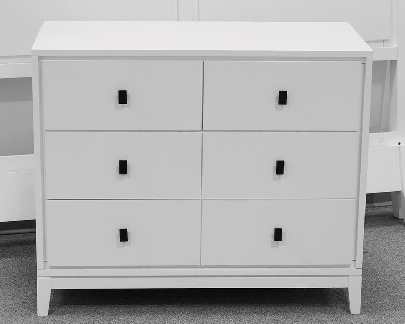 Pottery Barn Ritchie Chest in Bright White with Black Pulls