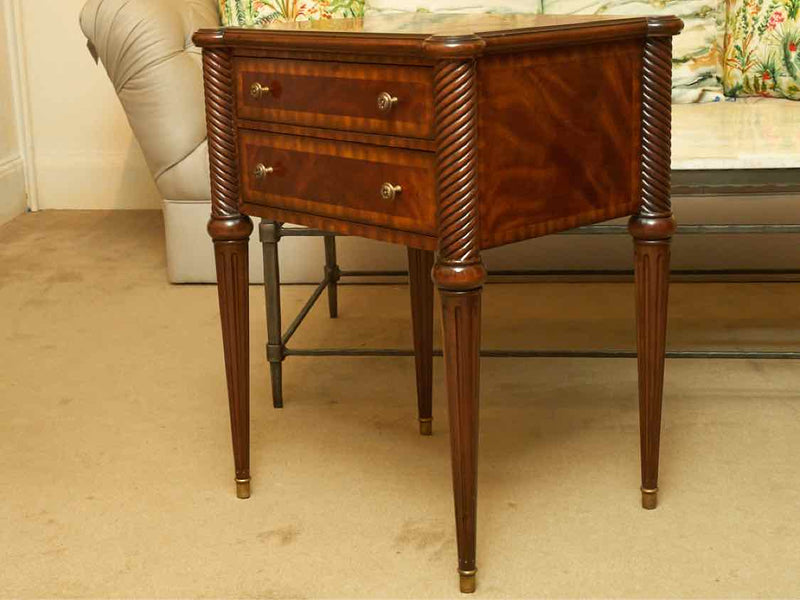 Pair of Maitland Smith Burled Mahogany 2 Drawer  Side Tables