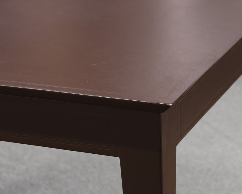 Leather Wrapped Square Accent Table in Chocolate Brown