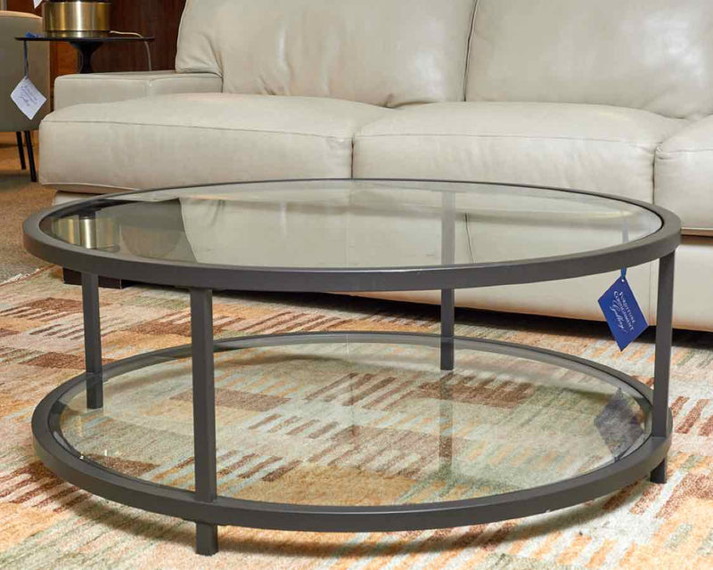 Round Metal And Glass Cocktail Table