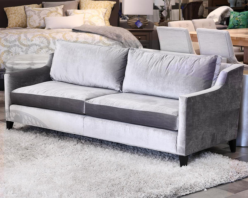 Mitchell Gold + Bob Williams Silver Grey Velvet 2 Cushion  Sofa