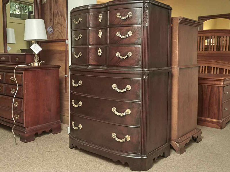 Mahogany 3 Over 3 Drawer  Chest with  Ornate Handle Pulls