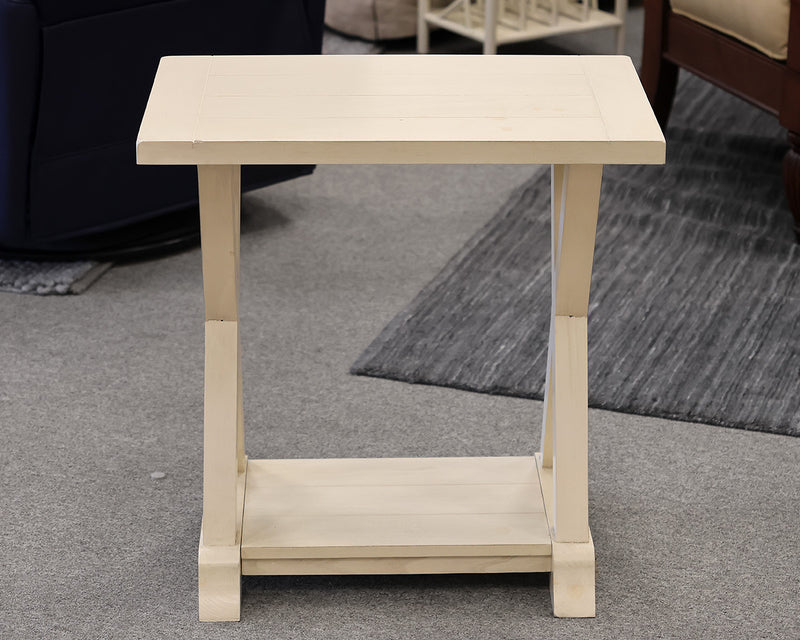 Off-White Plank Top Side Table