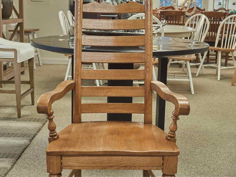 Set of Six Solid Oak LadderBack Dining Chairs