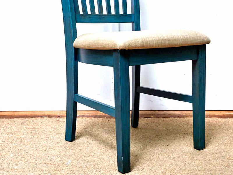 Jorfan Inc Green Finish Slat Back Linen Cushion Dining Chair