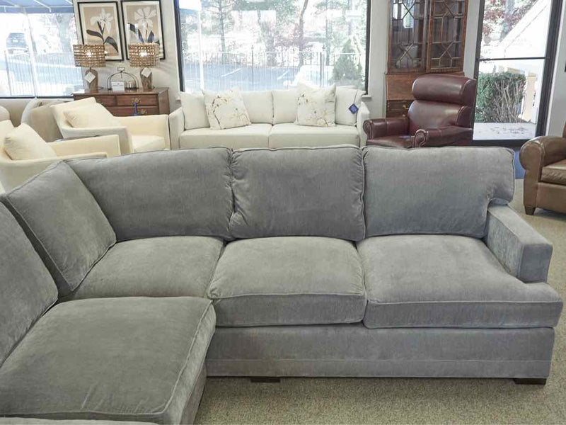 Grey Upholstered 3 Piece Sectional with Chaise & 3 Grey Toss Pillows