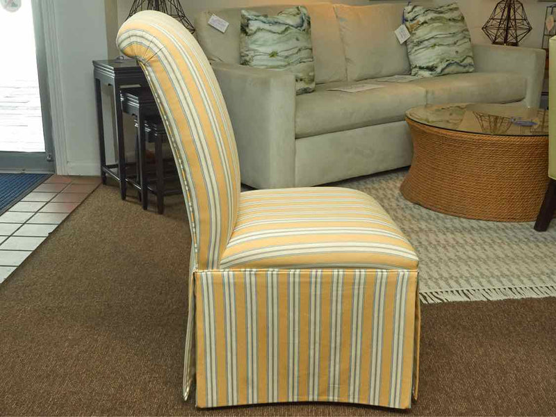 Pair Of Ethan Allen' Savannah 'Yellow Striped Slipper  Dining Chairs