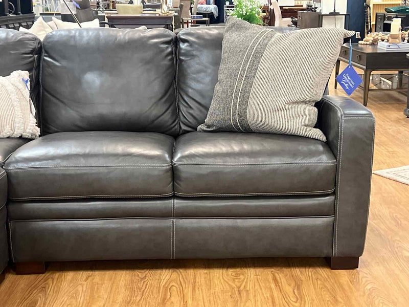 Simon Lee Leather Corner Sectional in Charcoal