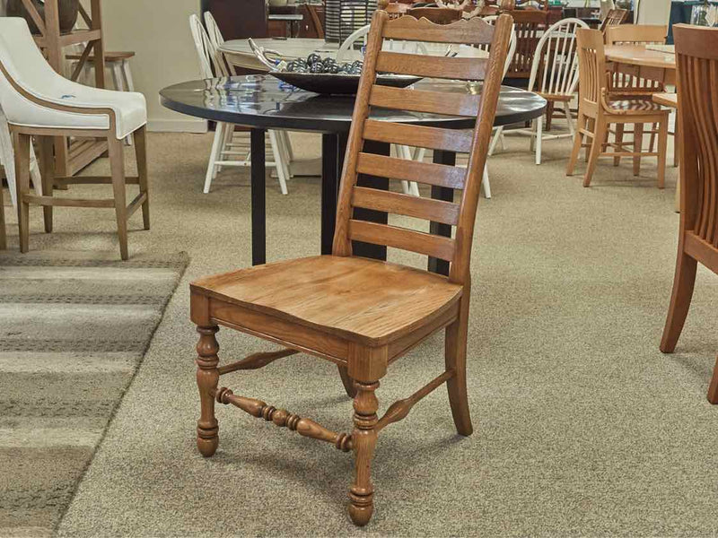 Set of Six Solid Oak LadderBack Dining Chairs