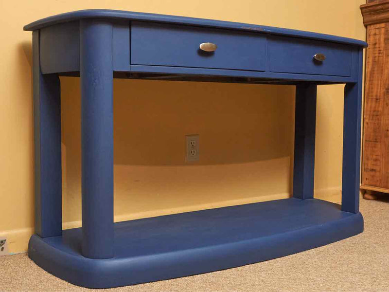 'Delphinium Blue' Finish Demi Lune Shape 2 Drawer Console