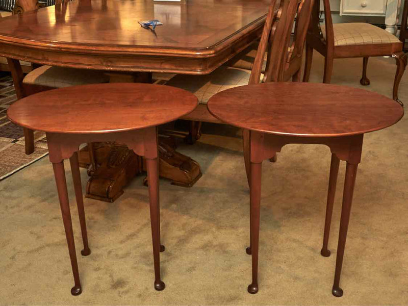 Pair of Eldred Wheeler Cherry Tap Style  Side Tables With Spoon Feet