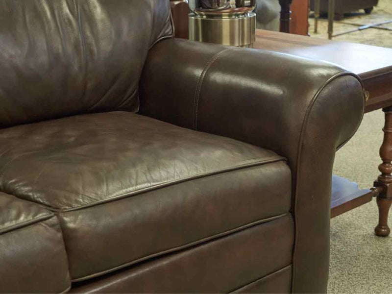 Ethan Allen Roll Arm Leather Loveseat