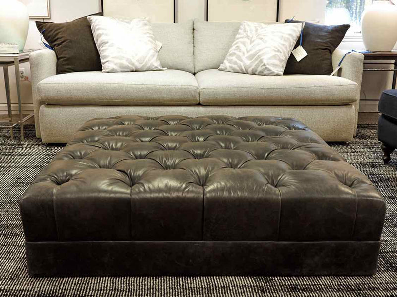 Baker Tufted Leather Ottoman