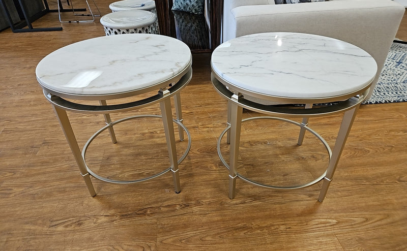 Pair of 'Milroy' Marble Side Tables