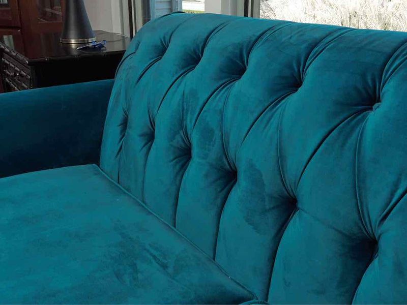 Emerald Green Performance Velvet  2 Cushion Tufted Back Sofa