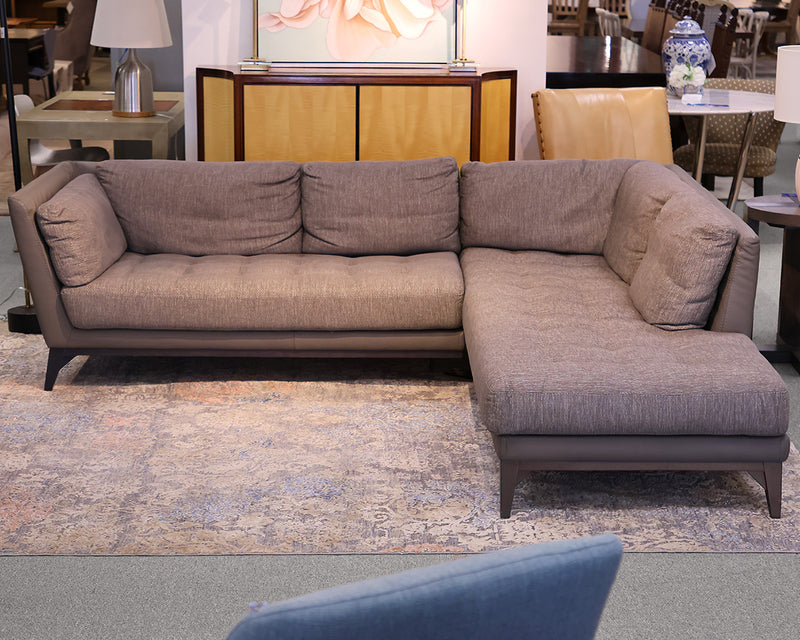 Roche Bobois Les Contemporains Littoral II Sectional in Grey Leather & Fabric