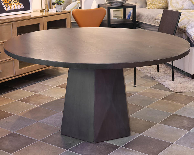 Crate & Barrel Kesling 60" Round Dining Table in Grey Finish