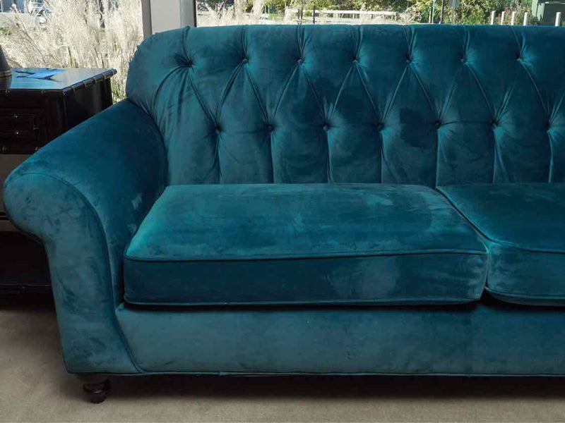 Emerald Green Performance Velvet  2 Cushion Tufted Back Sofa