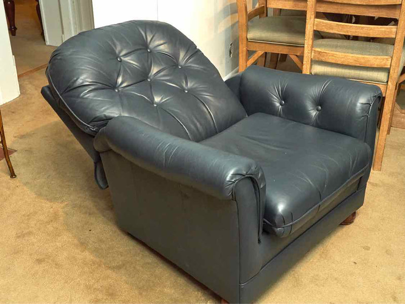 Bradington Young Navy Blue Tufted Back Recliner Includes Ottoman