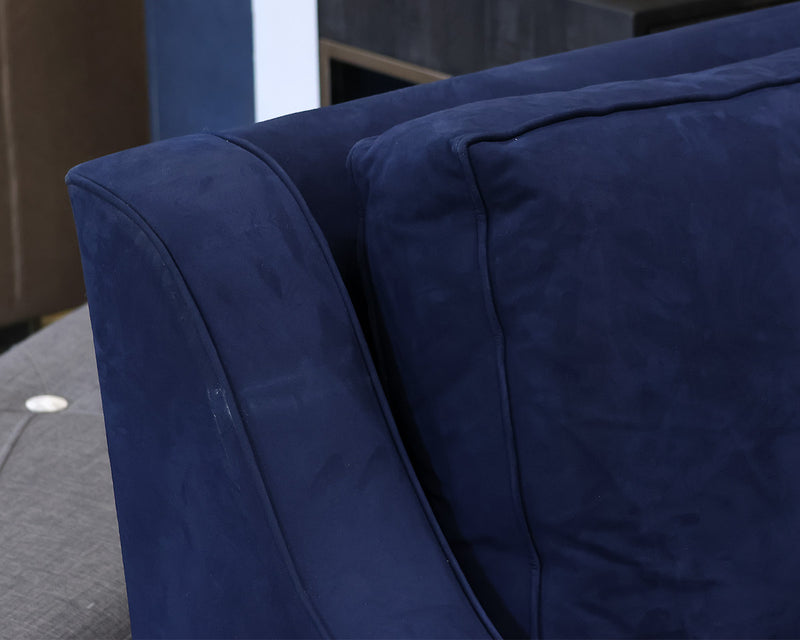 Portico 3-Cushion 86" Slope Arm Sofa in Navy Microsuede