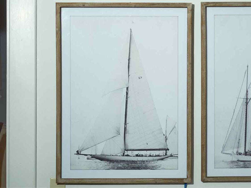 Sailboat Photograph Print  In Wooden Frame Under Glass