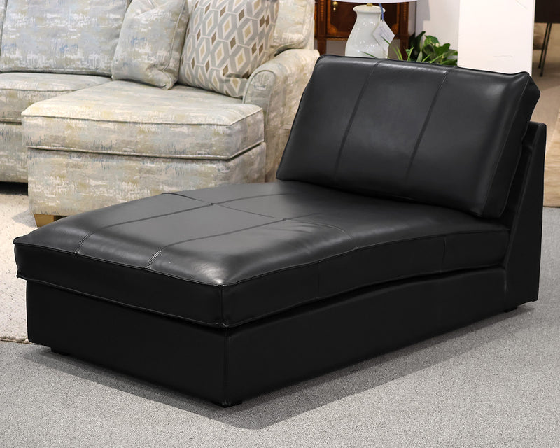 Contemporary Black Leather Chaise