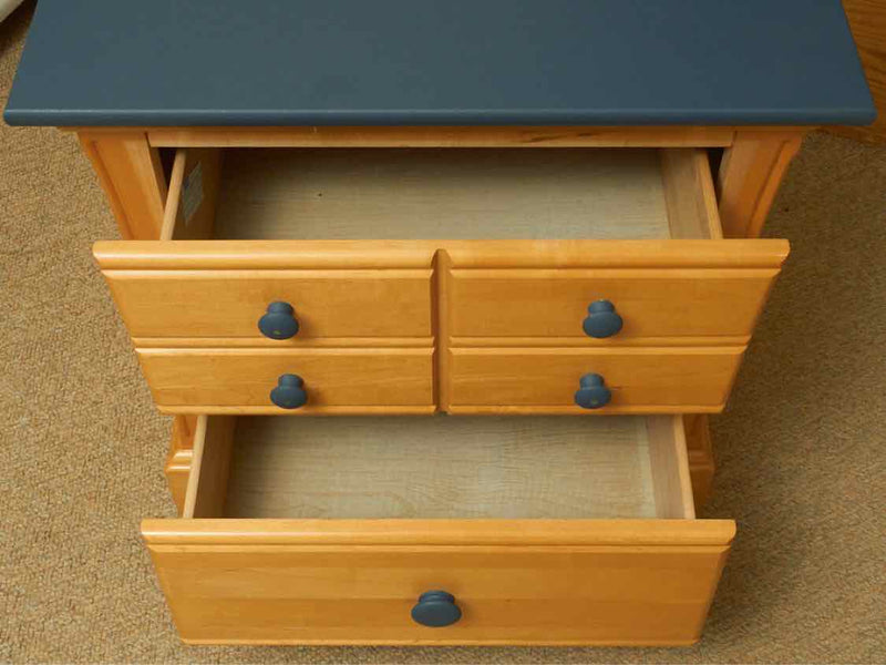 Maple 2 Drawer 'Bayberry Blue' Finsih Top & Knobs Nightstand