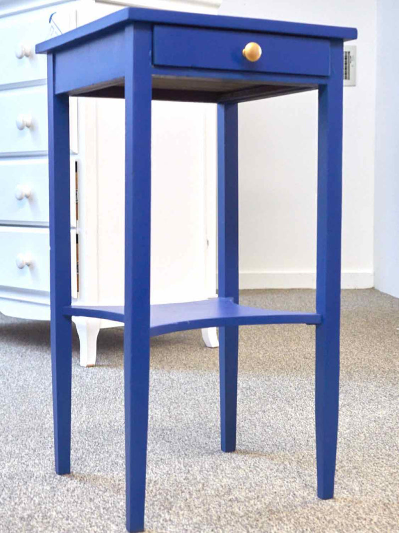 Royal Blue Side Table W/ One Drawer