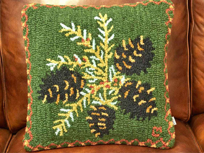 "Diamond Pine" Hooked Accent Pillow