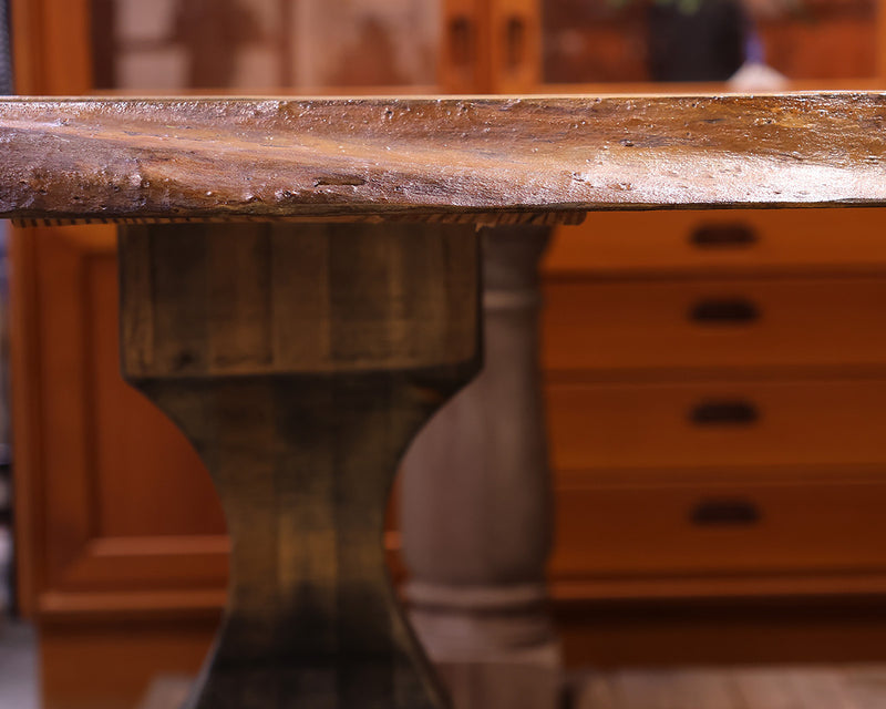 Custom Live-Edge Plank Top Trestle Farm Table