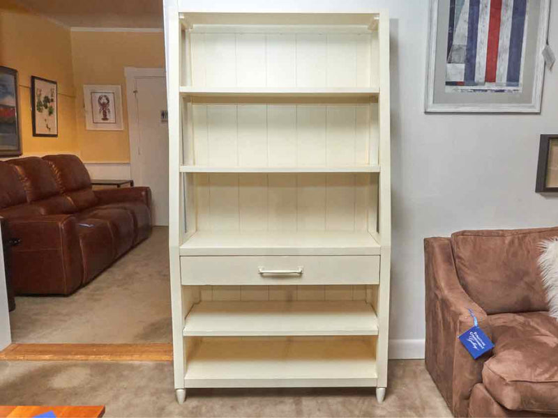 Carolina Preserves  Cream 5 Shelf 1 Drawer Beadboard Back Bookcase