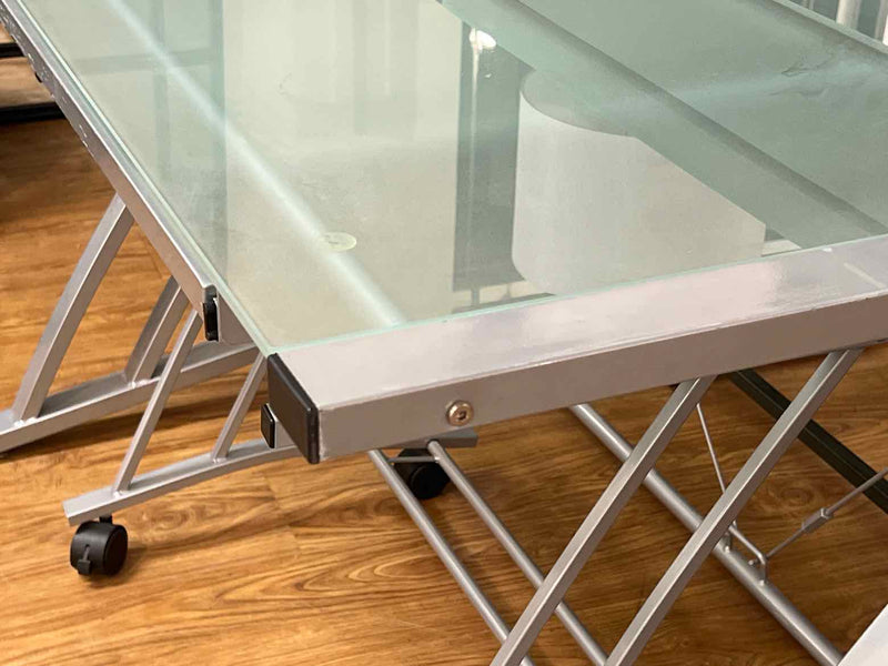 Contemporary Two-Tier Frosted Glass Desk