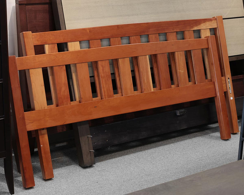 Queen Cherry Slat Bed with Wood Rails