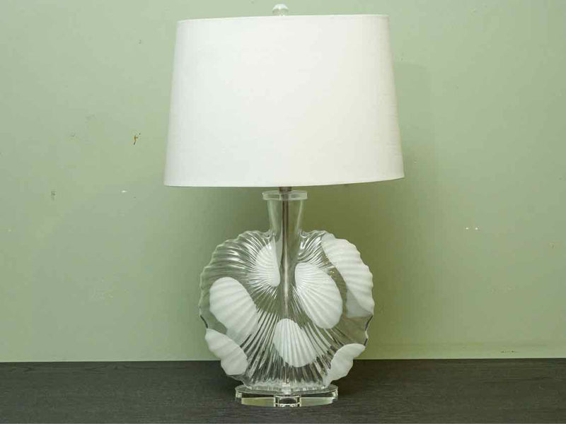 'Fossil Glass Table Lamp With Solid Crystal Base & Linen Shade