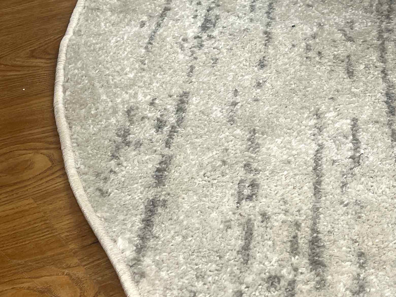 Round Grey and White Area Rug