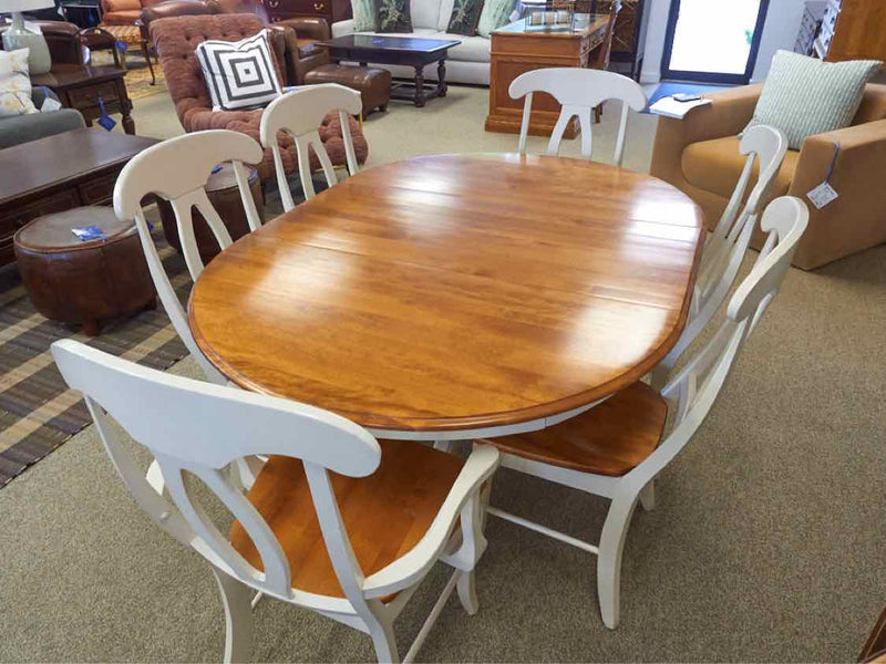 Boston Interiors Round Maple Table & Set of Six Chairs