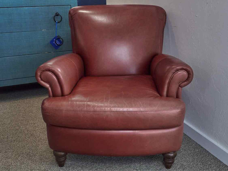 Boston Interiors Red Leather Chair & Ottoman